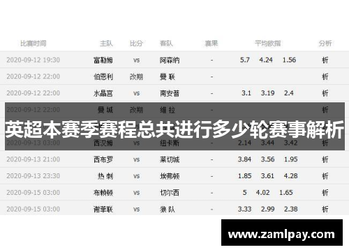 英超本赛季赛程总共进行多少轮赛事解析